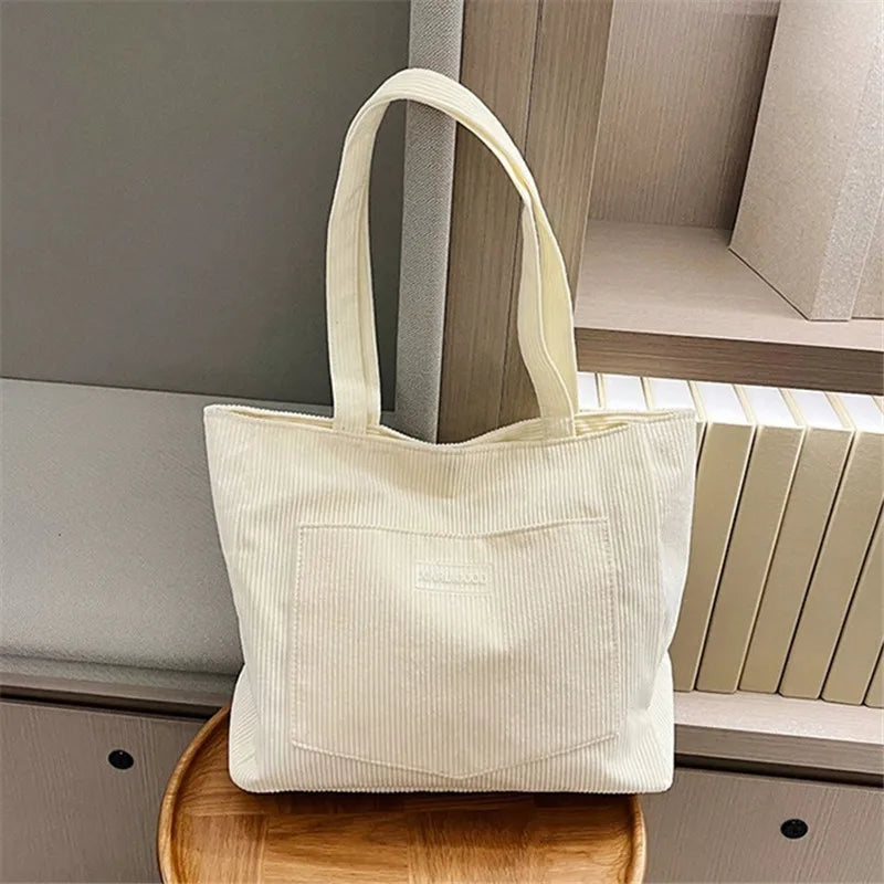 Stylish Women's Corduroy Shoulder Tote Bag | Large Capacity Handbag
