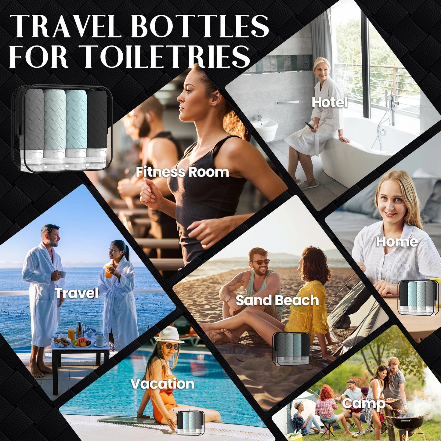 Silicone Woven Travel Dispensing Bottles | 4-Piece Set 90ml