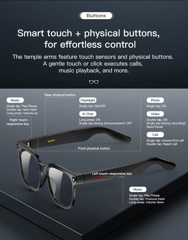 AI Smart Glasses with 8MP Camera | 4K Video and Voice Translator