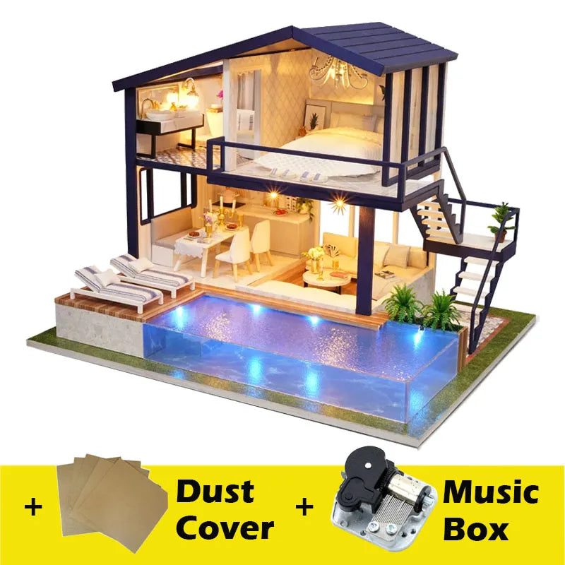 Kit de madera DIY para casa de muñecas en miniatura | Diversión creativa para niños