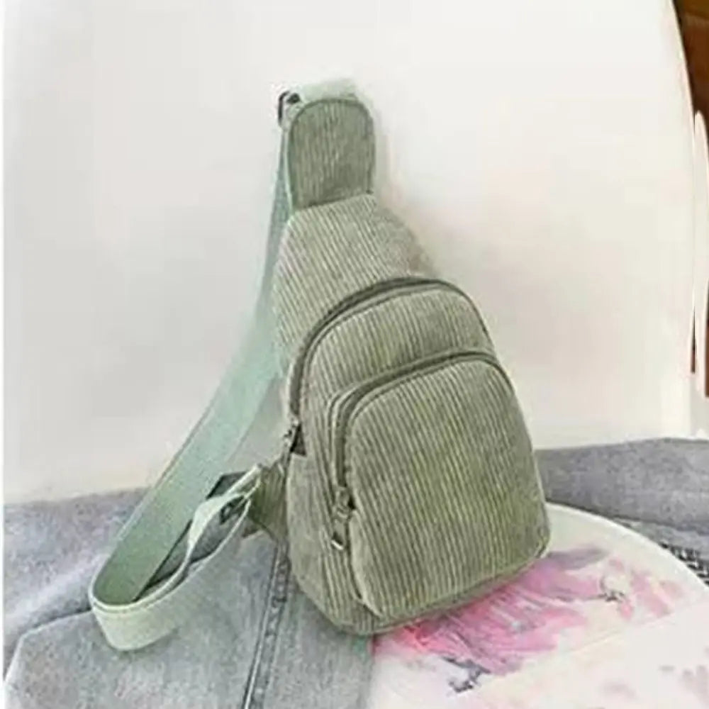 Solid Color Corduroy Chest Bag | Stylish Crossbody Schoolbag