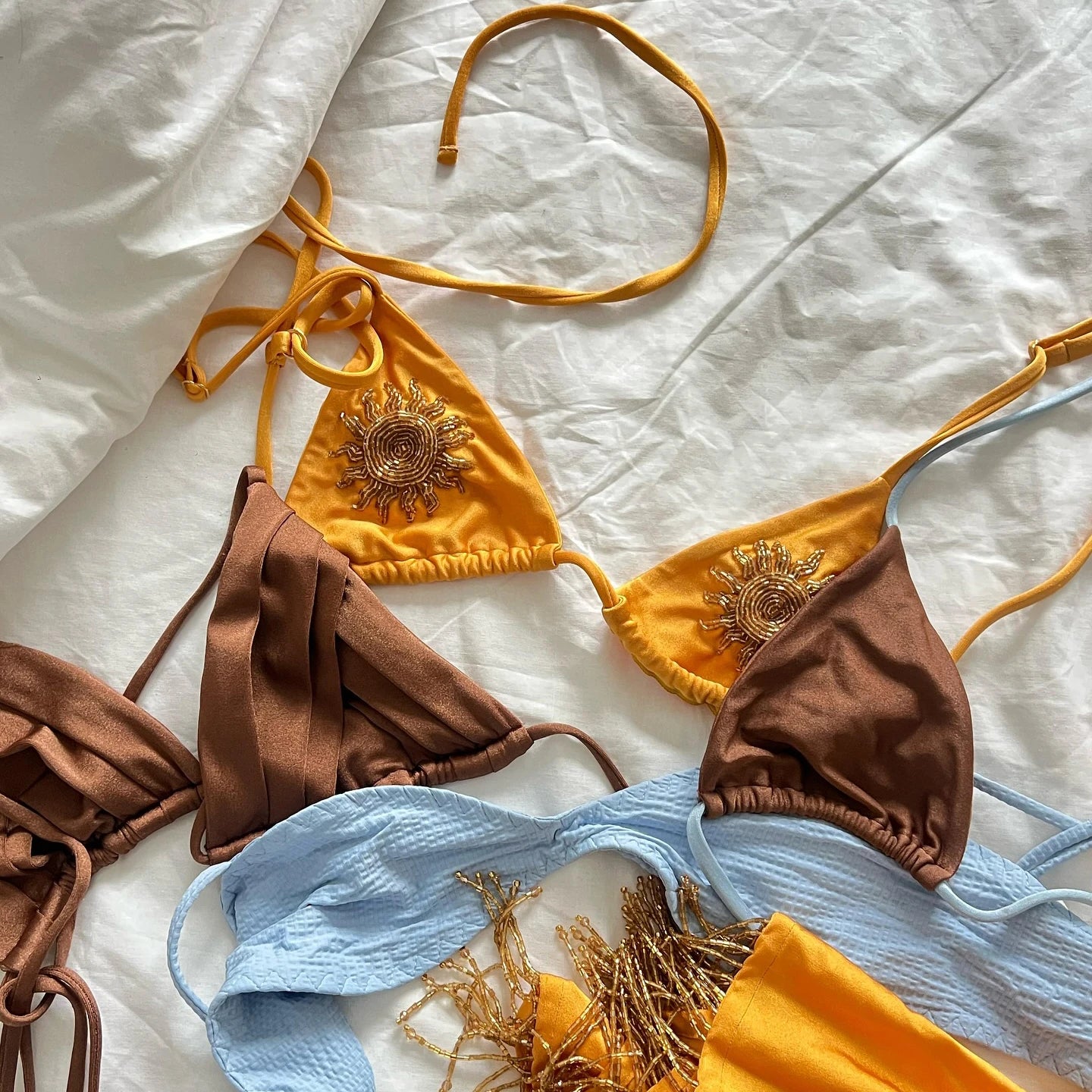 3Pcs Shiny Bikini Set | Luxury Push Up Swimwear Beachwear