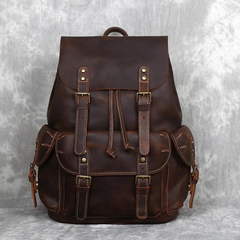 Retro Leather Men's Backpack | Spacious Travel & School Bag