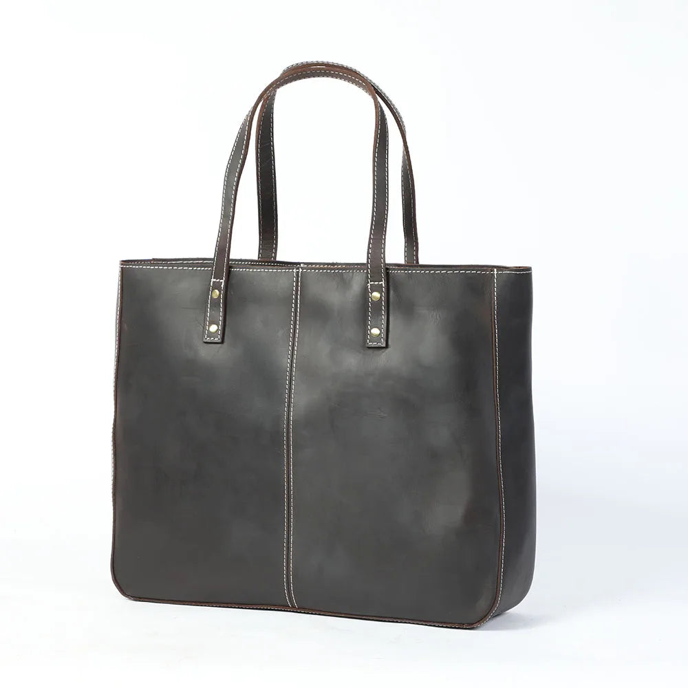 Genuine Leather Tote Bag | Versatile Shoulder Bag for Men & Women