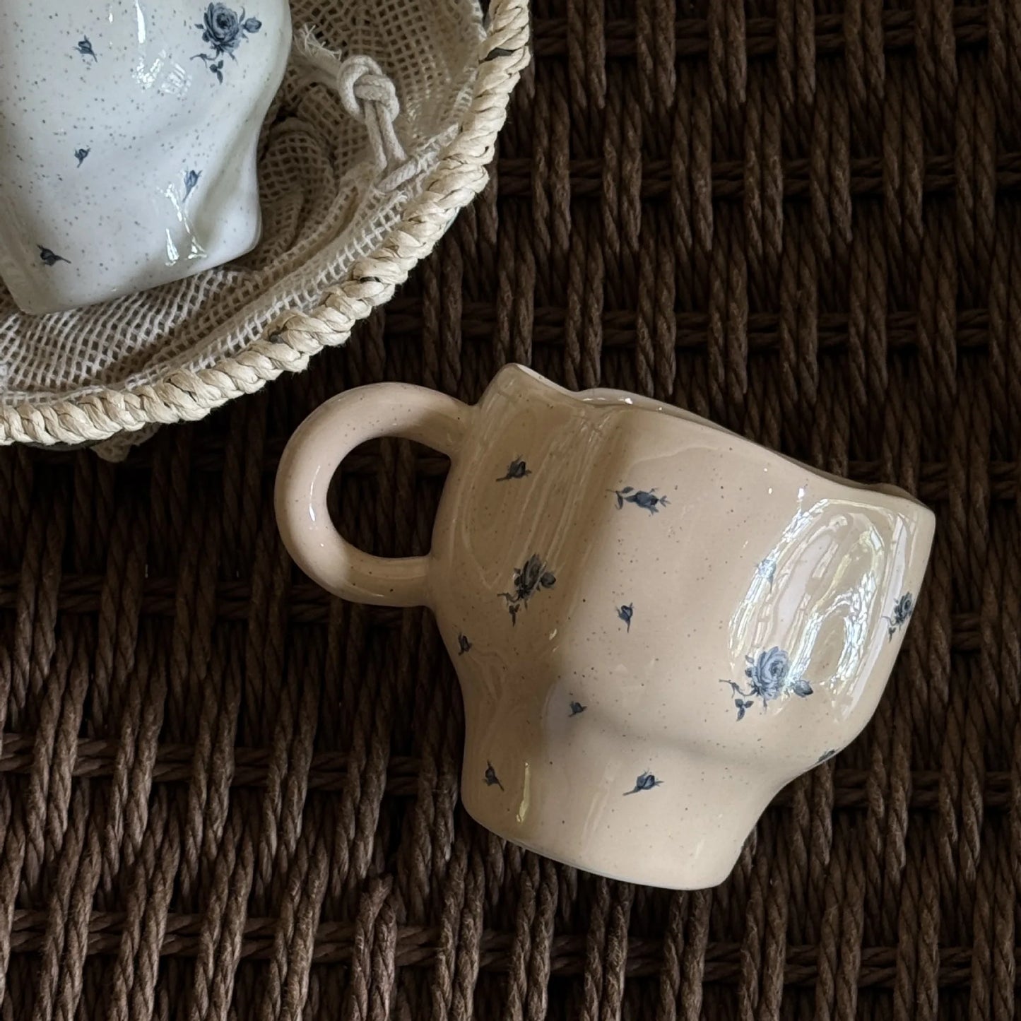 Handmade Blue Rose Ceramic Mug | Elegant Drinkware for All