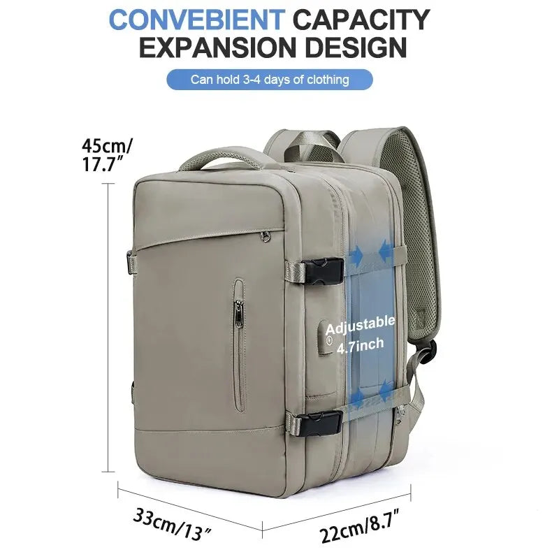 Expandable Women's Travel Backpack | Waterproof Hiking Laptop Bag