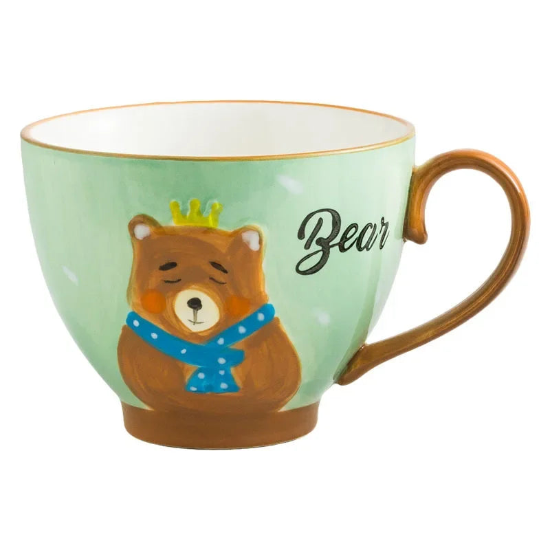 Cute Cartoon Dinosaur & Cat Ceramic Mugs | Fun Breakfast Cups
