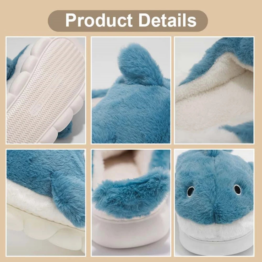 Unisex Fuzzy Sharky Slides | Adorable Whale Shark Slippers