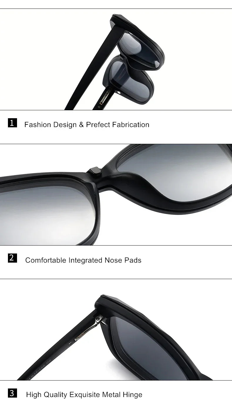 Stylish Cat Eye Prescription Glasses with Clip-On Sunglasses