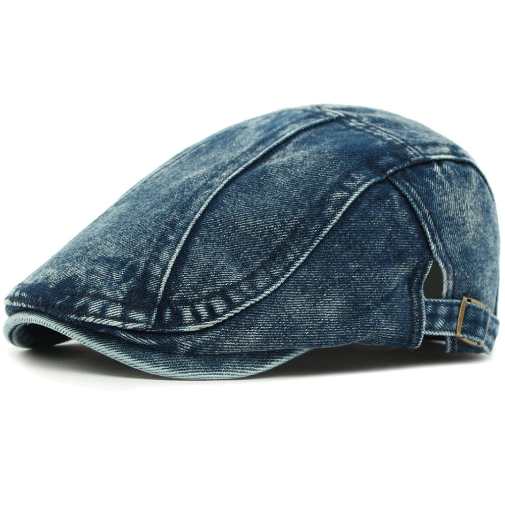 Unisex Adjustable Denim Beret Hat | Stylish Artist Cap