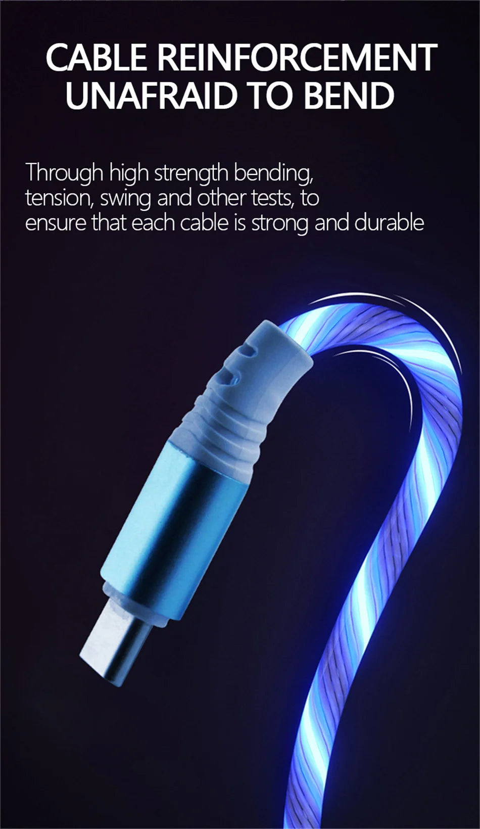 LED Glowing Fast Charging USB C & Micro USB Cable