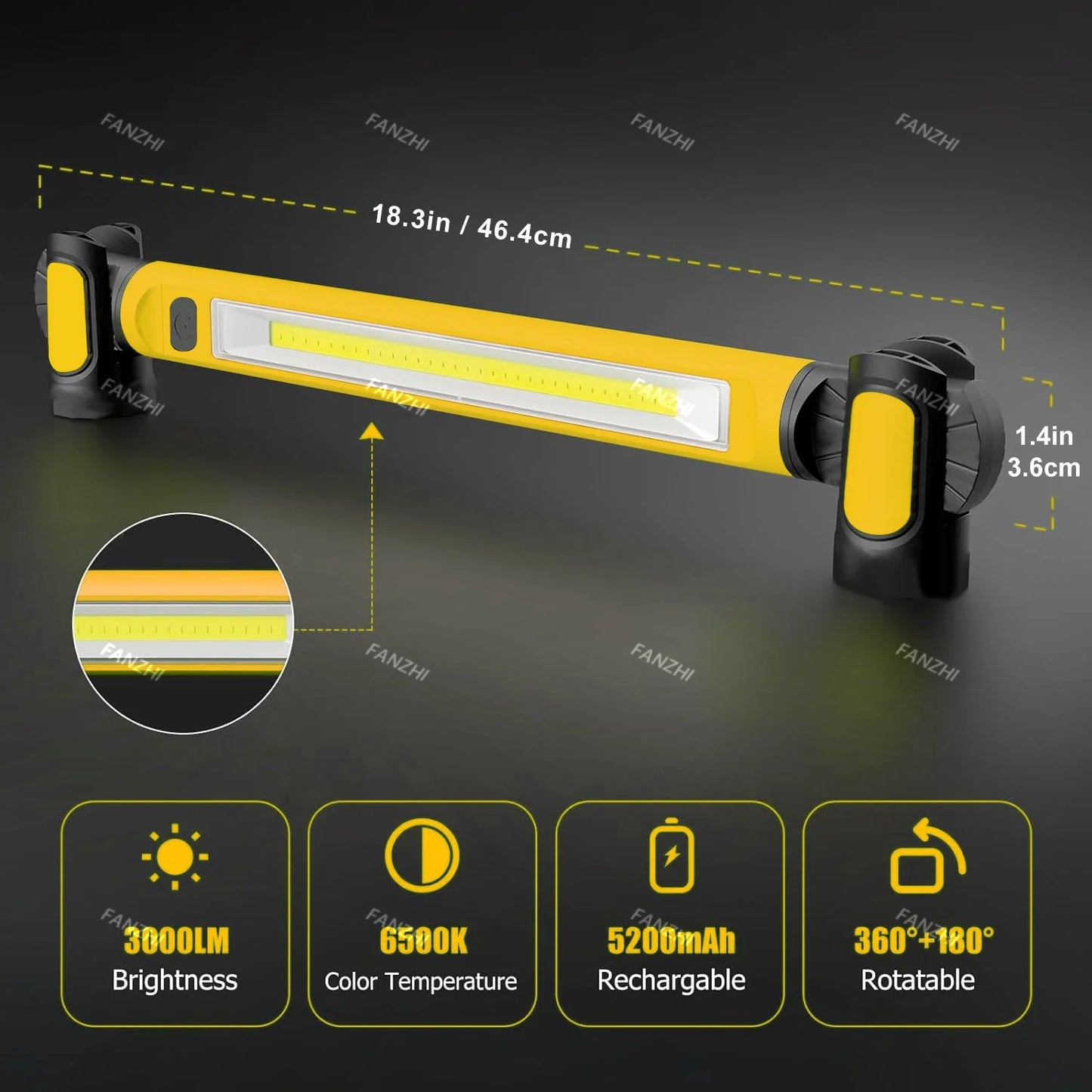 Luz de trabajo magnética recargable | Lámpara portátil ultrabrillante