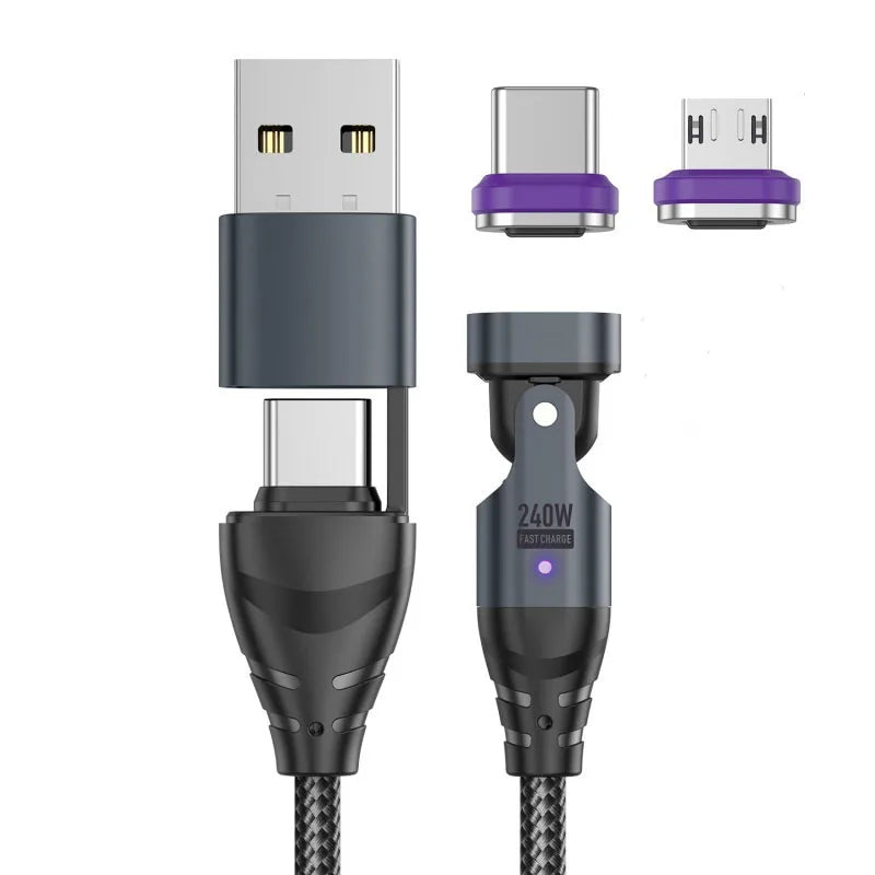 240W Magnetic USB Type C Cable | Fast Charging & Data Transfer