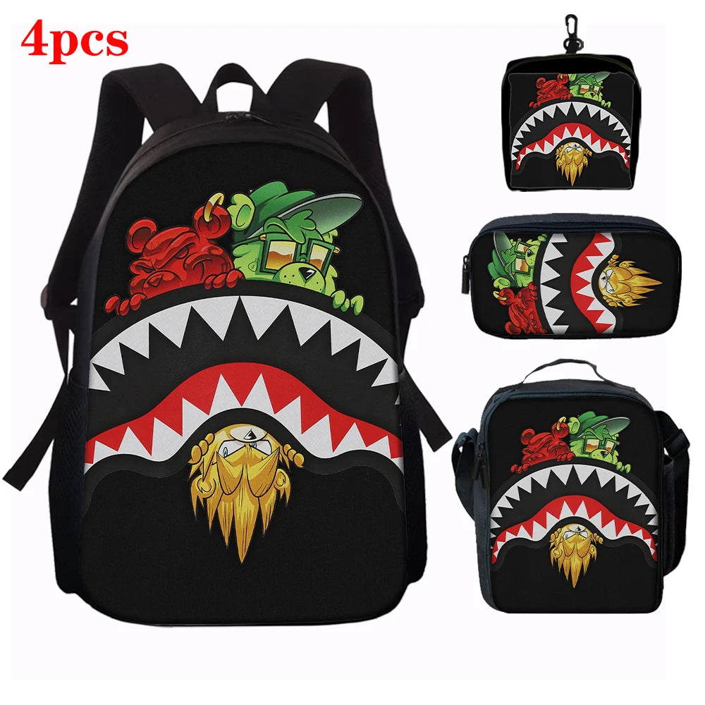 Trendy Shark Graphic Backpack Set | Perfect for School Adventures