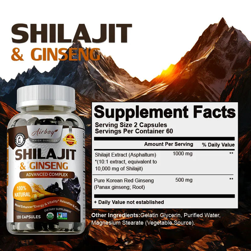 Energy & Vitality Support - Shilajit & Ginseng Supplements