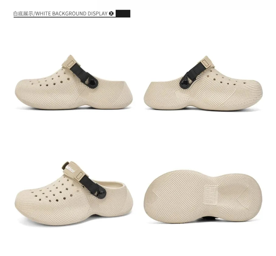 Summer non slip 3D patterned sandals with EVA thick sole for men's and women's beach shoes with a poop like feel