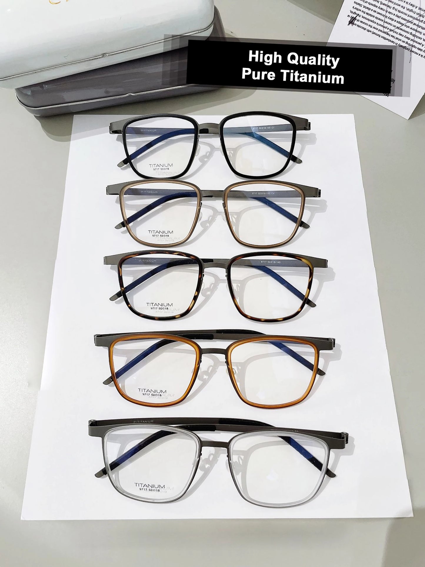 Ultralight Titanium Square Retro Eyeglasses | Professional Business Frames
