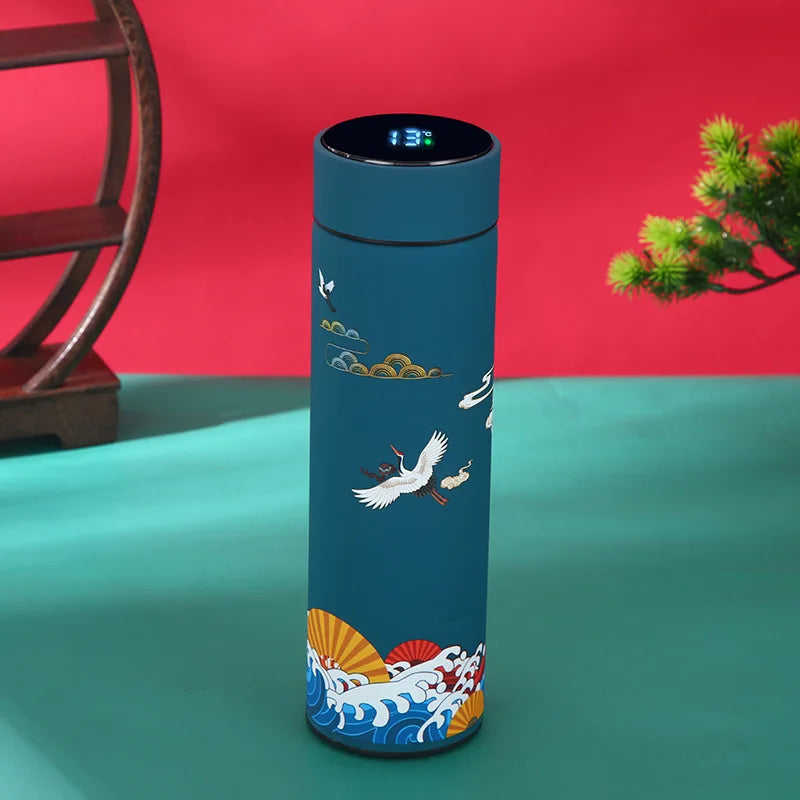 Smart Insulated Vacuum Flask with Temperature Display | Retro Design