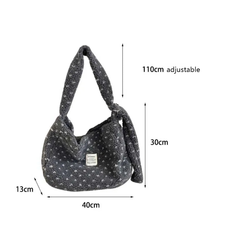 Large Capacity Plush Love Crossbody Bag for Autumn & Winter