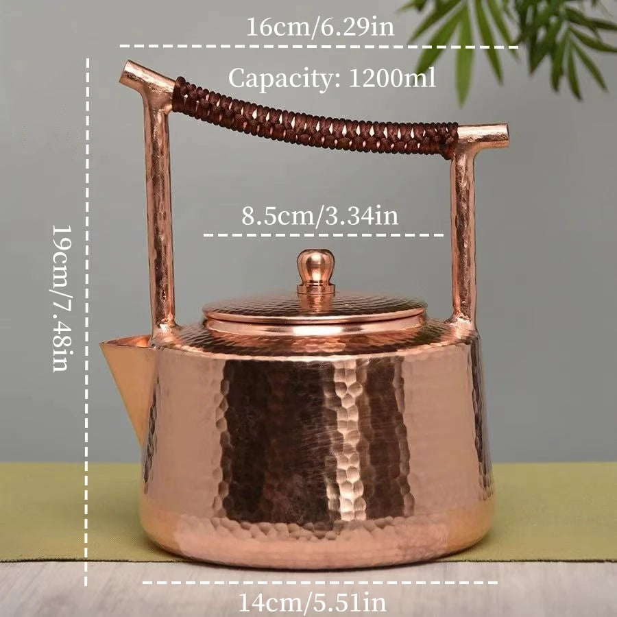 Vintage Copper Coffee Pot | Handcrafted Teapot with Lid