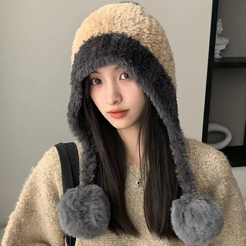 Women's Cute Bear Ears Plush Winter Hat | Stylish and Warm Beanie