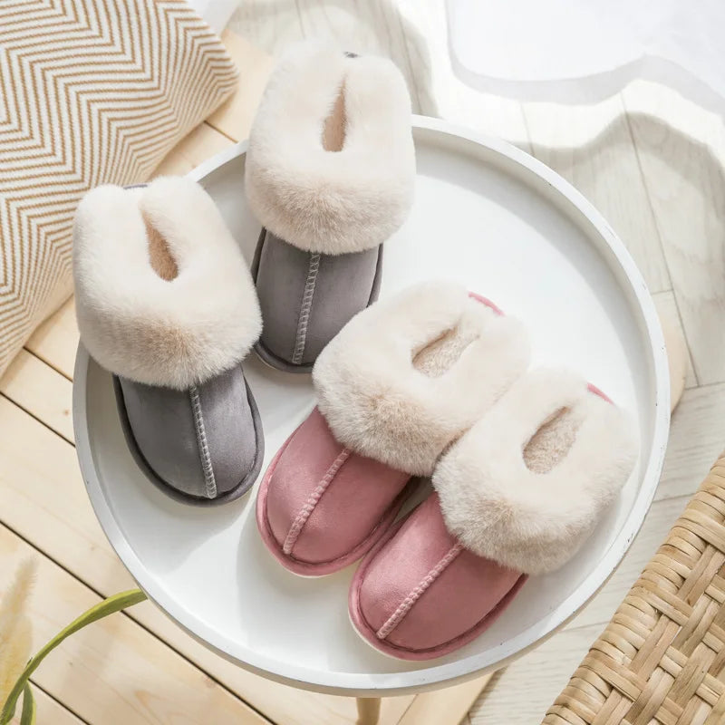 Women's Luxury Faux Suede Plush Slippers | Cozy Winter House Shoes