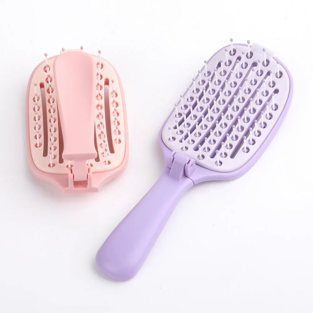Self-Cleaning Foldable Hair Brush | Anti-Static Massage Comb