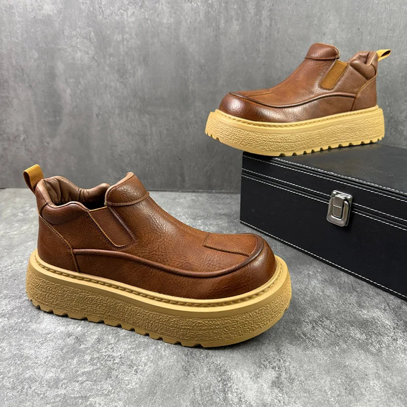 Men's Warm Leather Boots | Trendy Winter Workwear Footwear