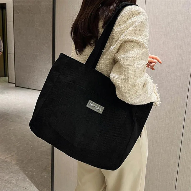Stylish Women's Corduroy Shoulder Tote Bag | Large Capacity Handbag
