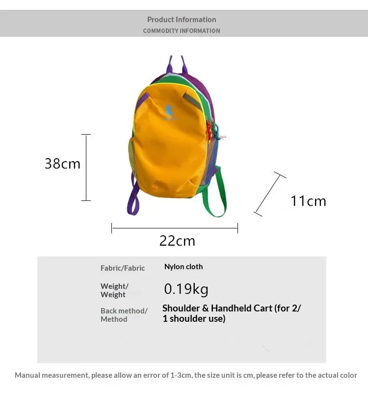 Dopamine backpack, contrasting colors, travel backpack, hiking, mountaineering, outdoor leisure, lightweight travel, study bag