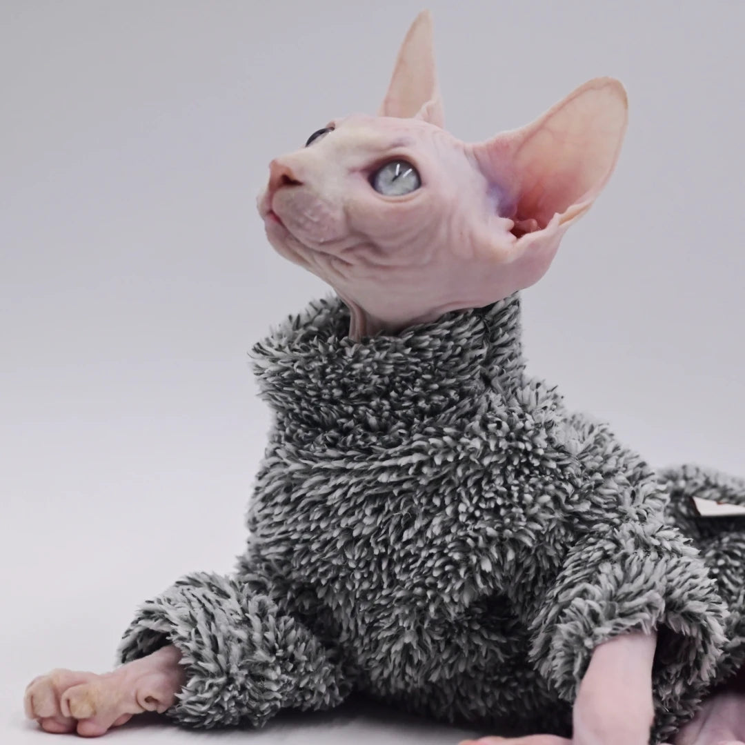 Ropa de camuflaje cálida de invierno para gatos sin pelo | Sudaderas con capucha cómodas