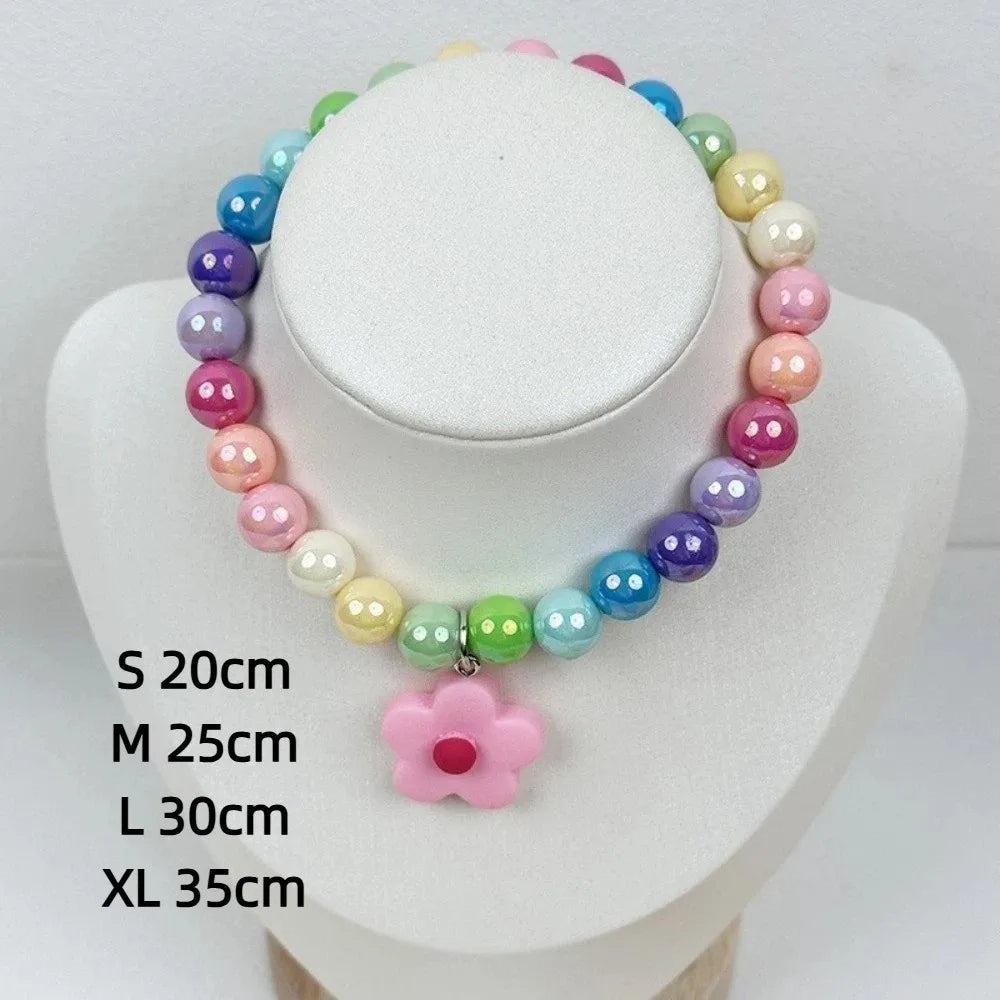 Adjustable Beaded Cat Flower Pendant Neck Chain | Pet Jewelry