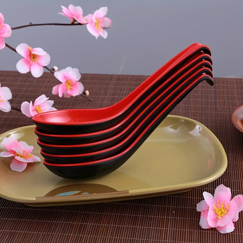 Set of 5 Japanese Style Melamine Soup & Rice Spoons | Elevate Dining