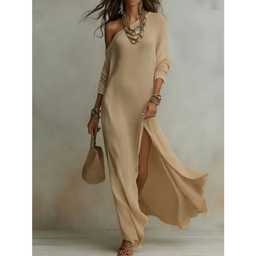 Elegant Long-Sleeved Knitted Dress | Summer Style for Women