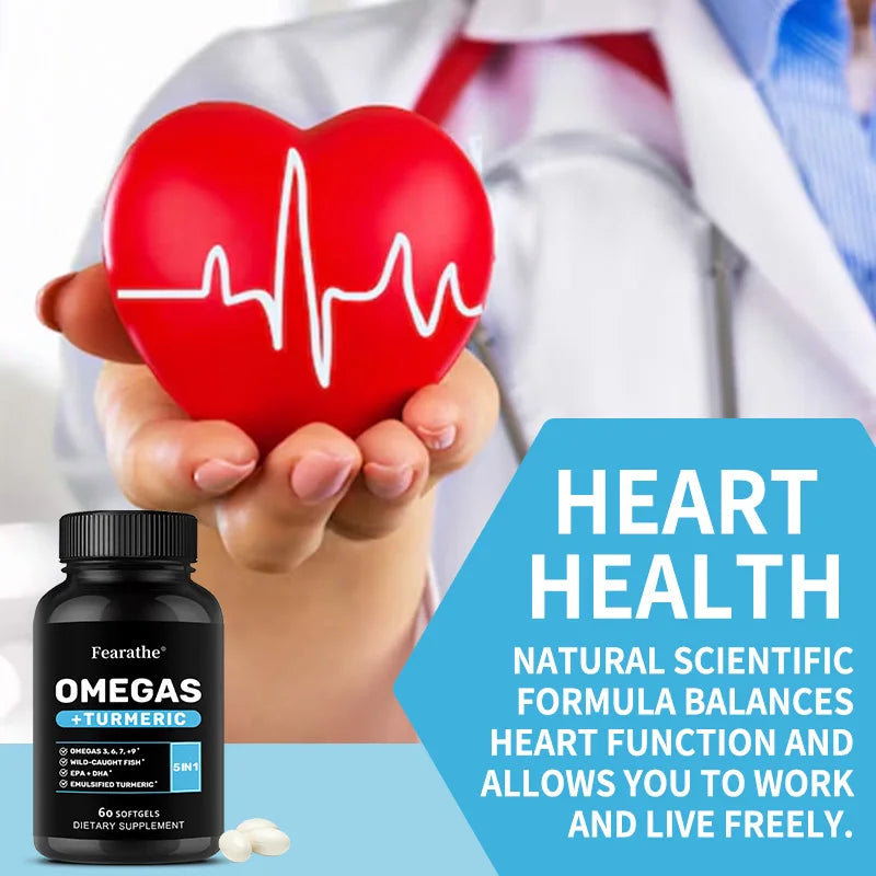 Omega 3 6 9 Turmeric Curcumin - Heart Health Supplement