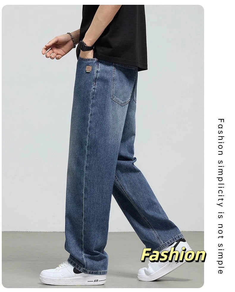 Men's Retro Straight Jeans | Casual Loose Wide Leg Denim Pants