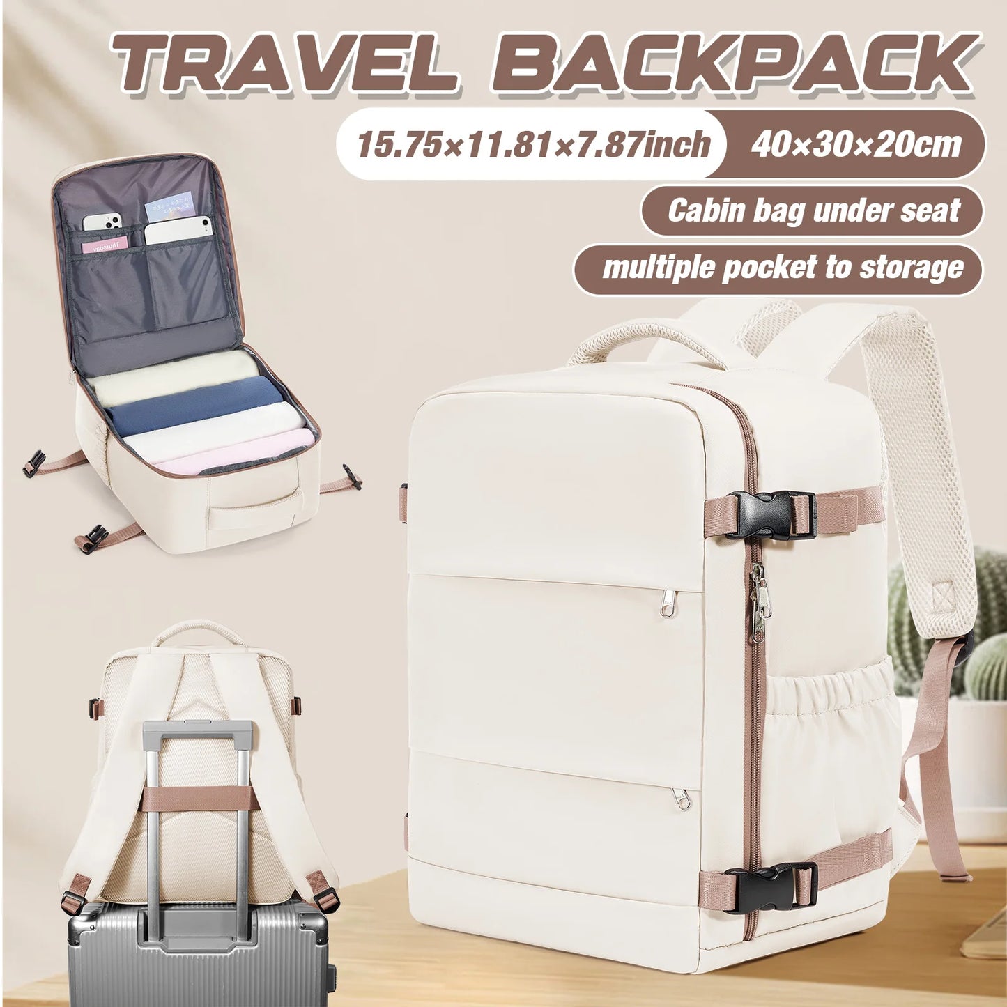 Spacious 40x30x20 Travel Backpack for Business & College Use