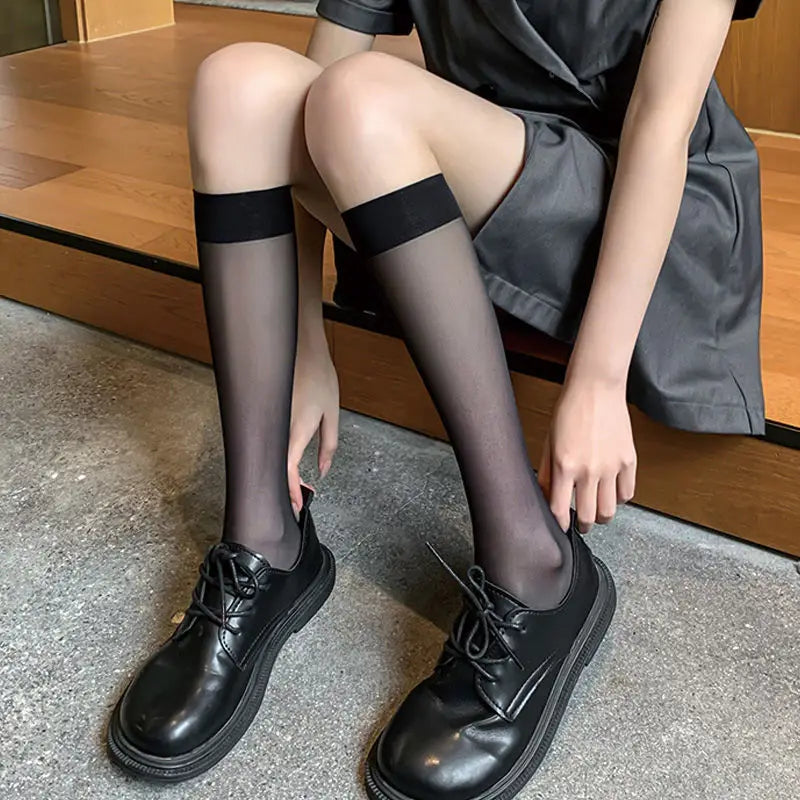 Ultra-Thin Transparent Nylon Mesh Stockings | Summer Knee High Socks