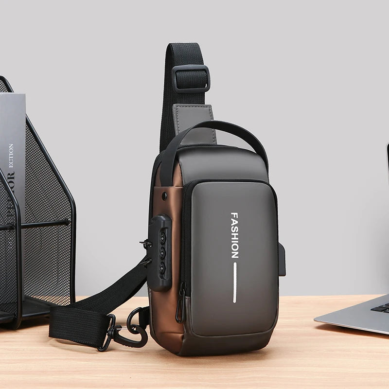 Men's Anti-Theft Sling Bag | USB Charging Crossbody Pack