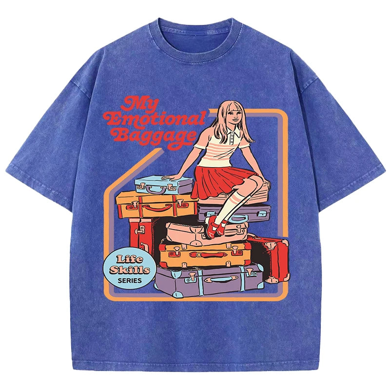 Unisex Emotional Baggage Printed Summer Crewneck T-Shirt