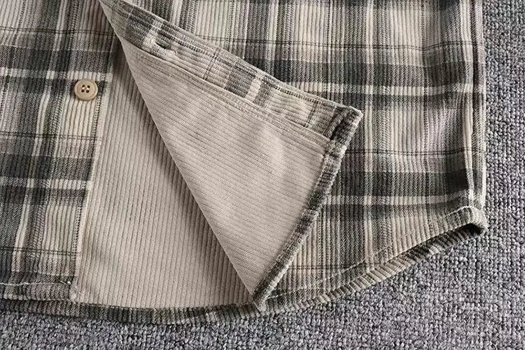Men's Vintage Plaid Long Sleeve Shirt | Comfortable Corduroy Fashion