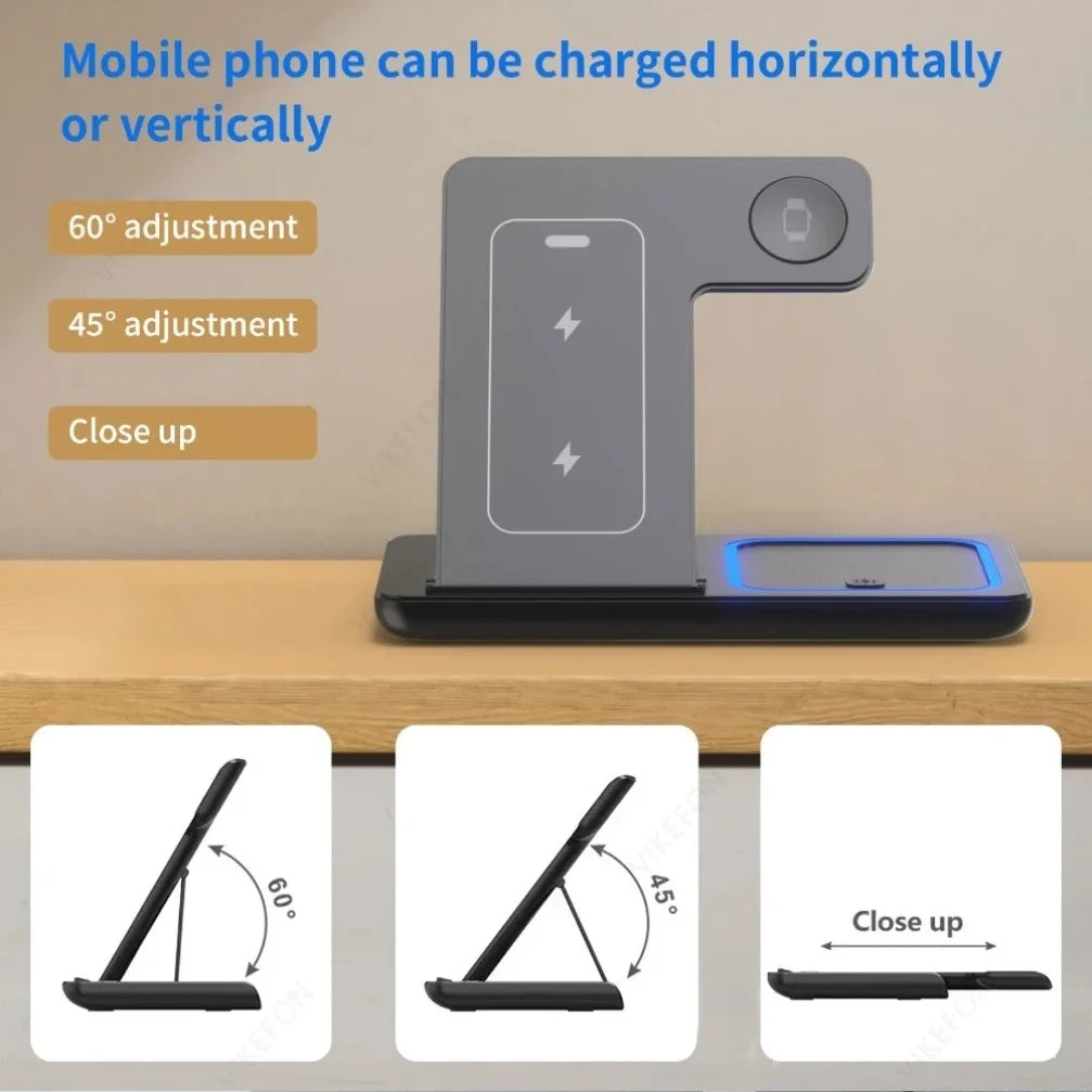 Foldable 3-in-1 Wireless Charging Station | Fast & Convenient Charging