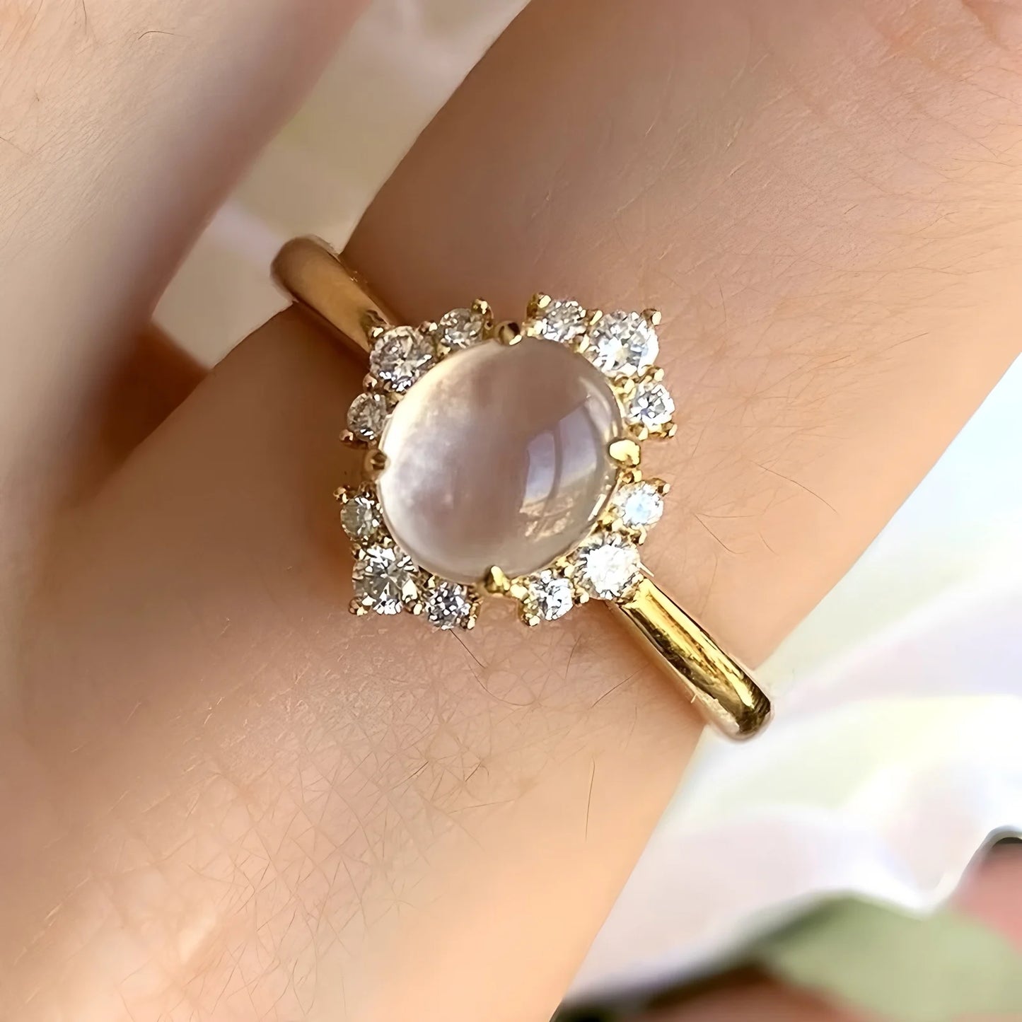 Adjustable Geometric Jade Ring for Women | Vintage Jewelry Gift