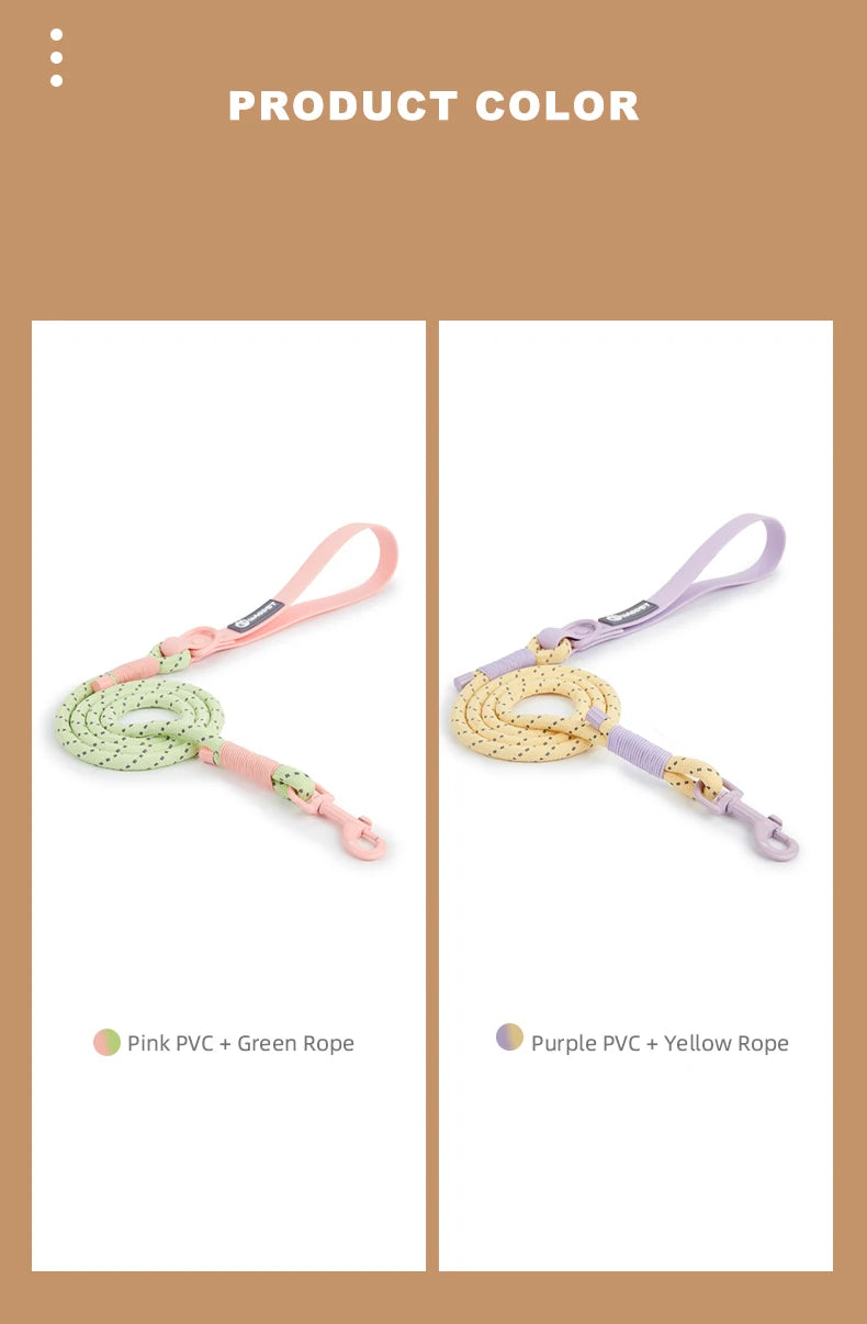 Cute Sugar Color Dog Collar and Leash Set for Small to Medium Dogs