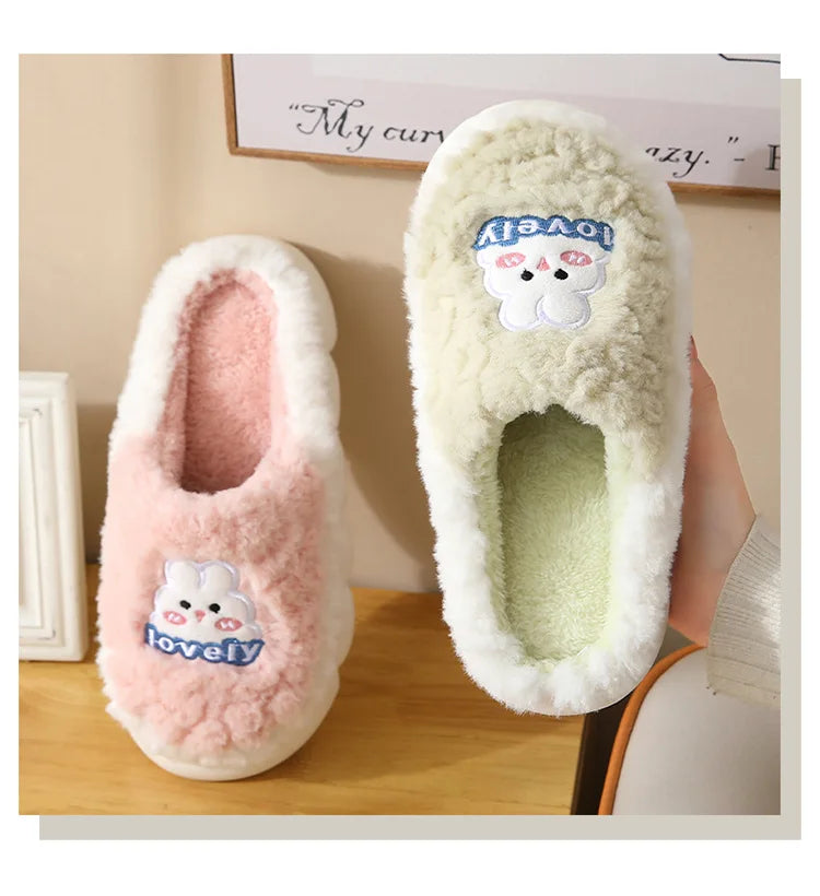 Women's Cute Cartoon Rabbit Plush Slippers | Cozy Indoor Footwear