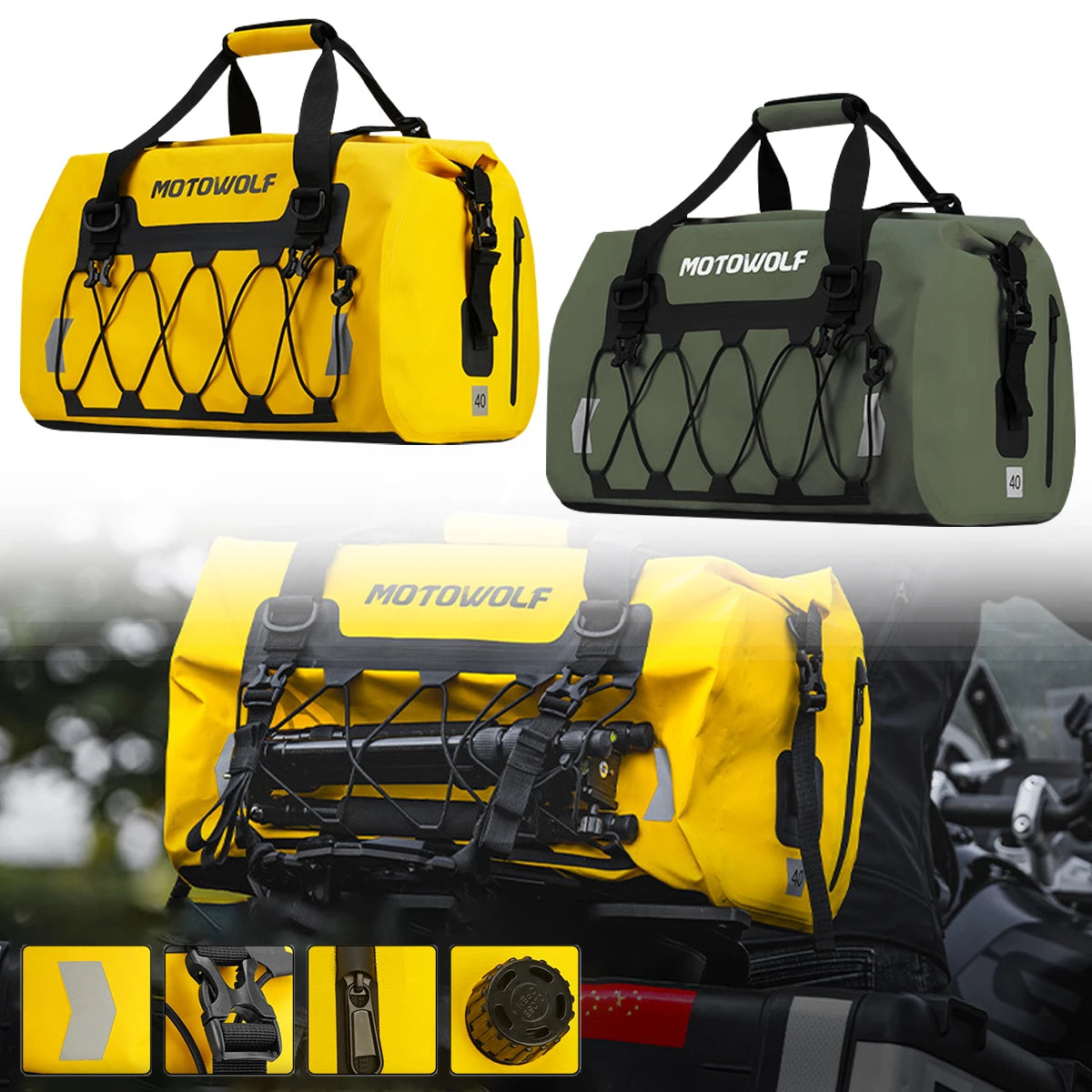 Waterproof Motorcycle Rear Seat Bag | Versatile Travel Duffel Bag