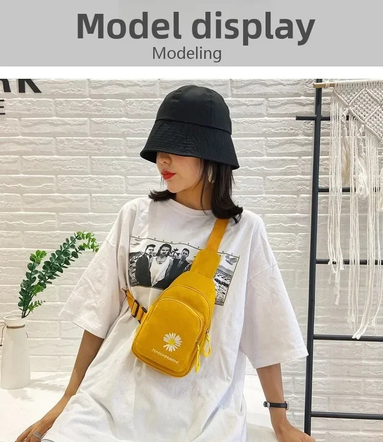 Stylish Embroidered Canvas Chest Bag | Women’s Daily Crossbody Bag