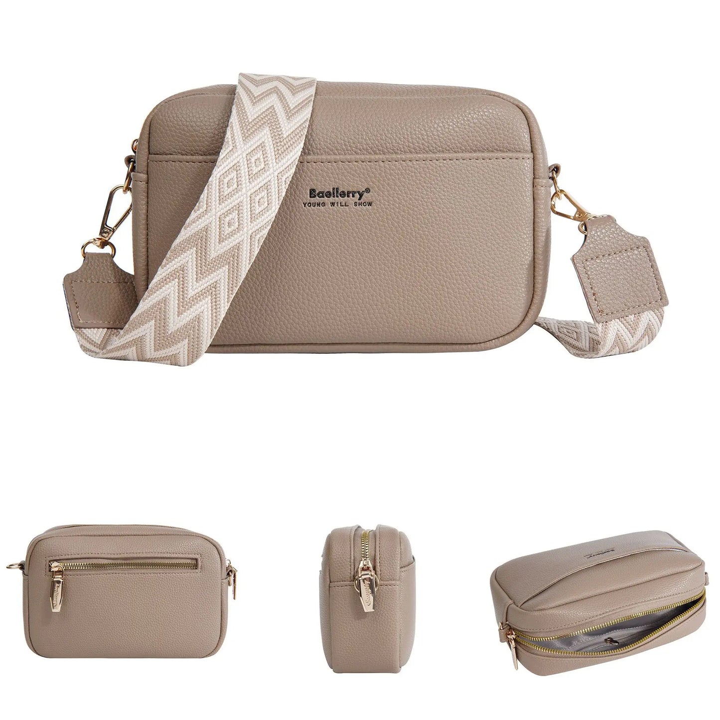 Elegante bolso de mano con cremallera de gran capacidad para mujer