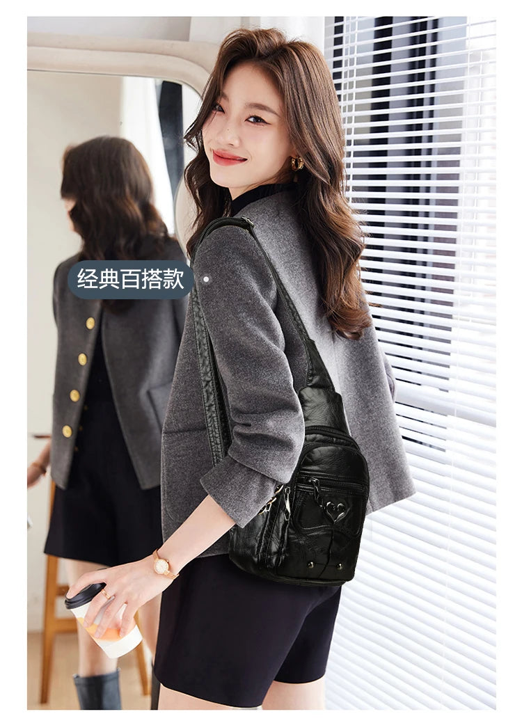 Fashionable PU Leather Women's Chest Bag for Outdoor Adventures