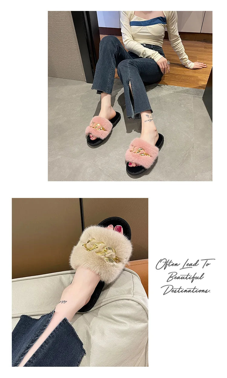 Women's Cozy Fur Lined Plush Slippers | Warm Indoor House Shoes